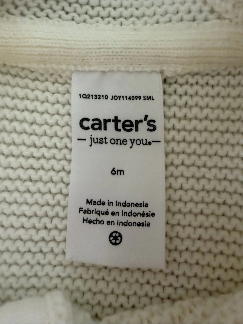 Carter’s Cream Baby Hooded Knit Cardigan Sweater with Ears